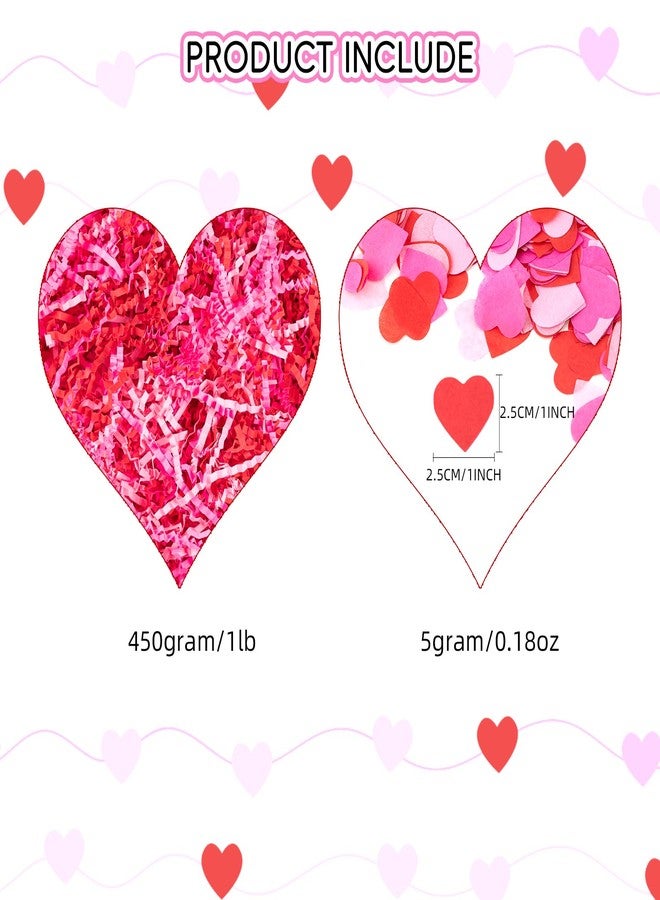 CIPOWM 16oz Valentine's Day Crinkle Cut Paper Shred, 3 Colors Red Pink Raffia Paper Shred Filler with Heart Confetti Shredded Paper Grass for Gift Wrapping Craft DIY Gift Bag Box Filling Party Supply - Image 2
